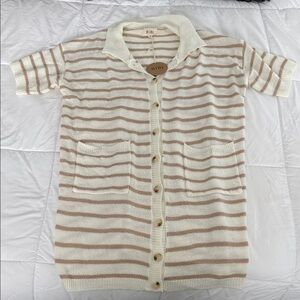 BiBi Beige and Cream Striped Cardigan